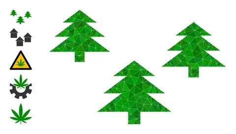 Vector Lowpoly Forest Icon and Additional Icons イラスト素材