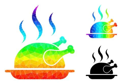 Vector Lowpoly Fried Chicken Aroma Icon with Rainbow Gradient イラスト素材