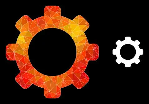 Vector Lowpoly Gear Icon with Fire Gradient Illustrazione stock