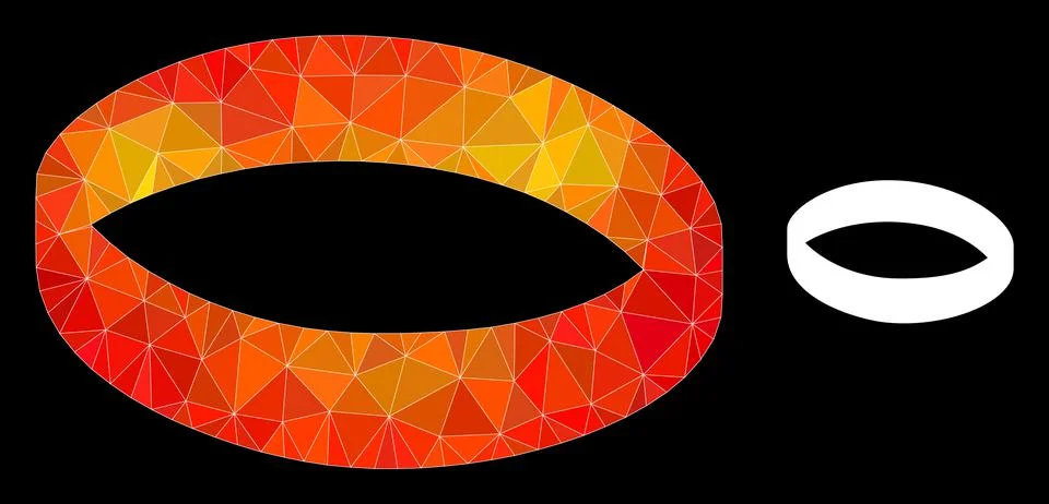 Vector Lowpoly Gold Ring Icon with Flame Gradient 스톡 일러스트