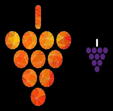 Vector Lowpoly Grape Berry Icon with Fire Gradient Stock Illustration