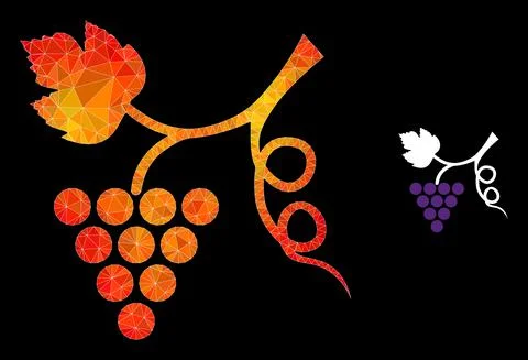 Vector Lowpoly Grape Plant Icon with Fire Gradient Stock Illustration