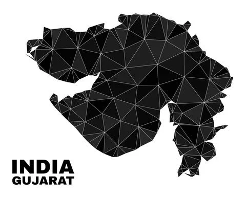 Vector Lowpoly Gujarat State Map 스톡 일러스트