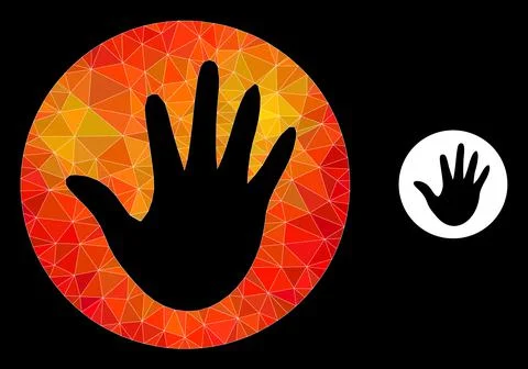 Vector Lowpoly Hand Circle Icon with Flame Gradient Illustrazione stock