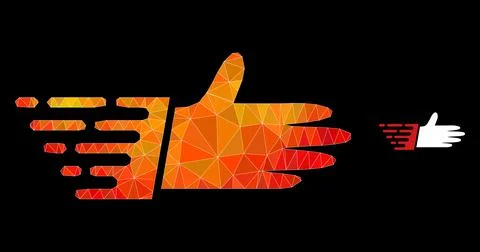 Vector Lowpoly Hand Palm Icon with Fire Gradient Illustrazione stock