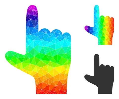 Vector Lowpoly Hand Pointer Up Icon with Spectral Colored Gradient イラスト素材