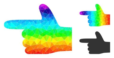 Vector Lowpoly Hand Pointer Left Icon with Spectral Colored Gradient Illustrazione stock