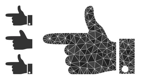 Vector Lowpoly Hand Pointer Left Icon with Bonus Icons Stock Illustration
