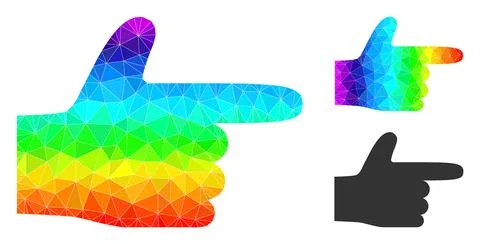 Vector Lowpoly Hand Pointer Right Icon with Spectral Colored Gradient Illustrazione stock