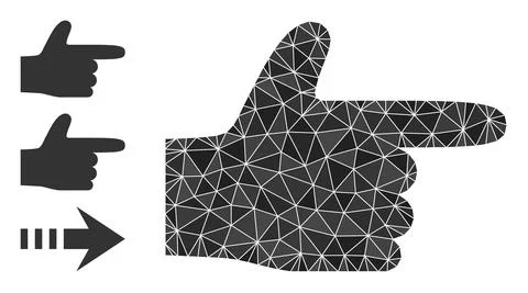 Vector Lowpoly Hand Pointer Right Icon with Bonus Icons イラスト素材