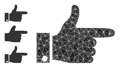 Vector Lowpoly Hand Pointer Right Icon and Bonus Icons Illustrazione stock