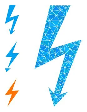Vector Lowpoly High Voltage Icon with Similar Icons Stockillustratie