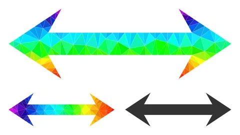Vector Lowpoly Horizontal Flip Icon with Rainbow Gradient Stock Illustration