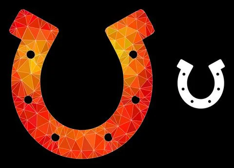 Vector Lowpoly Horseshoe Icon with Flame Gradient Stock Illustration