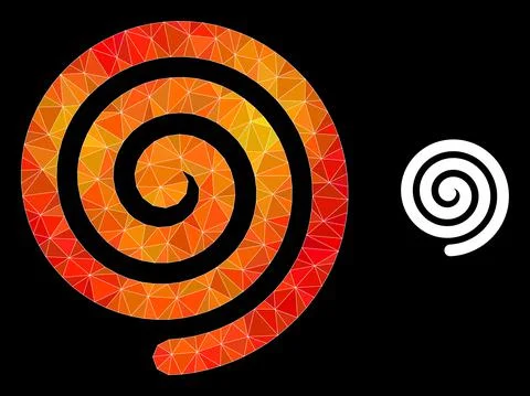 Vector Lowpoly Hypnosis Spiral Icon with Fire Gradient Illustrazione stock