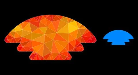 Vector Lowpoly Ice Hill Icon with Flame Gradient Stock Illustration