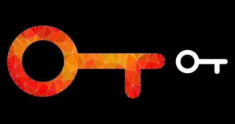 Vector Lowpoly Key Icon with Flame Gradient 스톡 일러스트