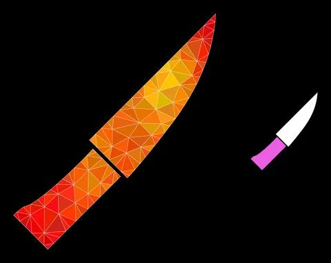 Vector Lowpoly Knife Icon with Fire Gradient Stock Illustration