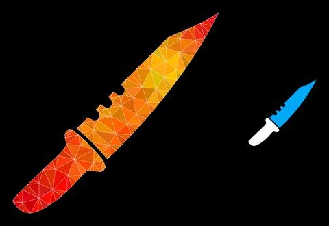 Vector Lowpoly Knife Icon with Orange Colored Gradient Illustrazione stock