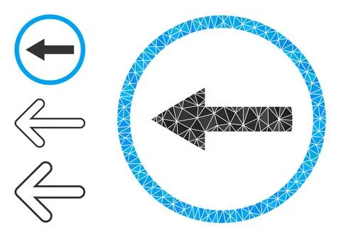 Vector Lowpoly Left Rounded Arrow Icon with Similar Icons Stock Illustration