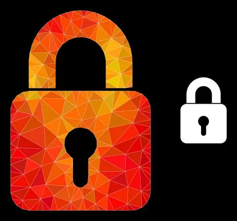 Vector Lowpoly Lock Icon with Fire Gradient Stockillustratie