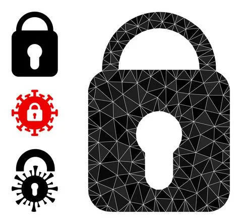 Vector Lowpoly Locked Icon and Other Icons 스톡 일러스트