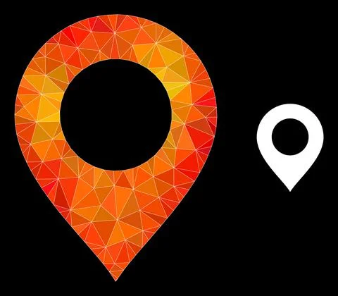 Vector Lowpoly Map Mark Icon with Flame Gradient Illustrazione stock