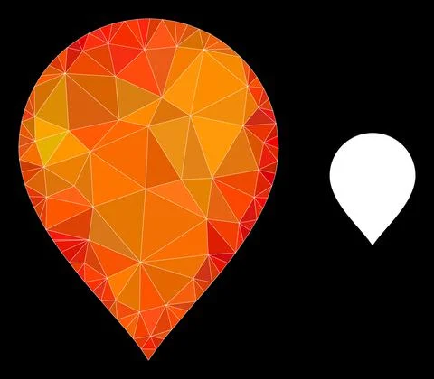 Vector Lowpoly Map Pointer Icon with Fire Gradient Stock Illustration