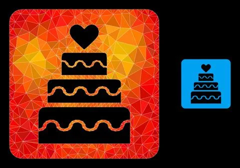 Vector Lowpoly Marriage Cake Icon with Flame Gradient Illustrazione stock
