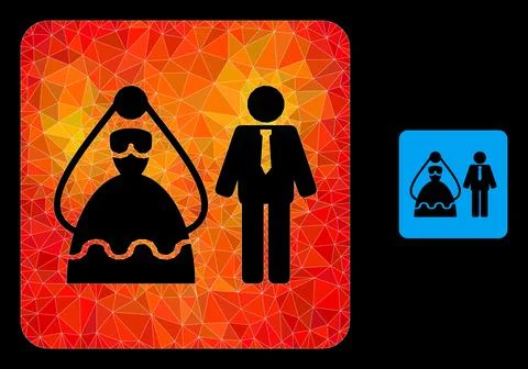 Vector Lowpoly Marriage Persons Icon with Orange Colored Gradient Illustrazione stock
