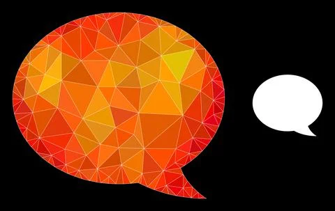 Vector Lowpoly Message Cloud Icon with Orange Colored Gradient 스톡 일러스트