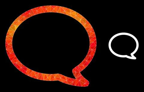 Vector Lowpoly Message Cloud Icon with Fire Gradient 스톡 일러스트