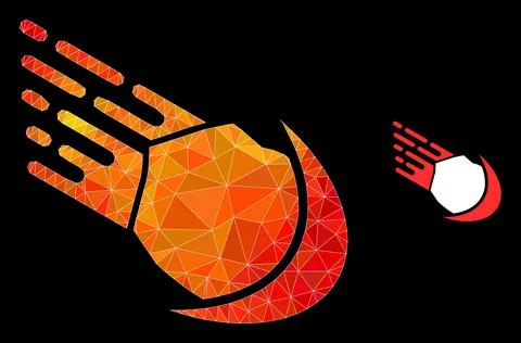 Vector Lowpoly Meteor Icon with Fire Gradient Illustrazione stock