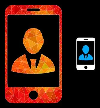 Vector Lowpoly Mobile User Profile Icon with Orange Colored Gradient イラスト素材