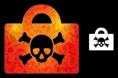 Vector Lowpoly Mortal Case Icon with Orange Colored Gradient Illustrazione stock