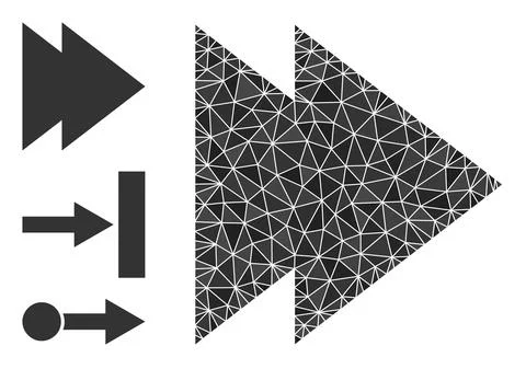 Vector Lowpoly Move Right Icon with Bonus Icons Illustrazione stock