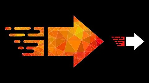 Vector Lowpoly Move Right Icon with Fire Gradient Illustrazione stock