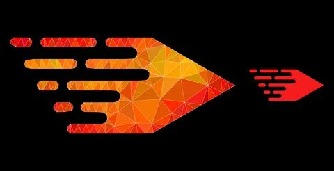 Vector Lowpoly Movement Right Icon with Flame Gradient Stock Illustration