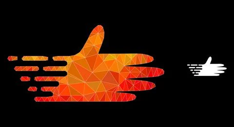 Vector Lowpoly Moving Hand Icon with Flame Gradient Illustrazione stock