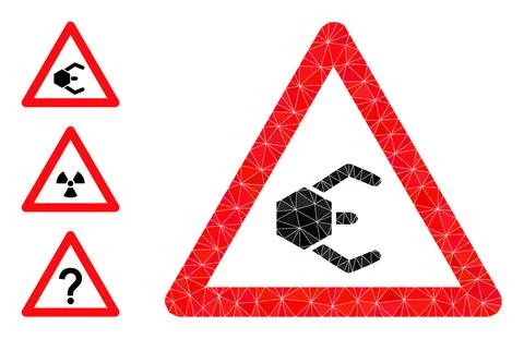 Vector Lowpoly Nanobot Warning Icon and Similar Icons Stock Illustration