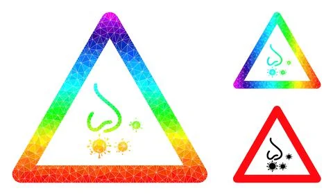 Vector Lowpoly Nasal Infection Warning Icon with Rainbow Gradient 스톡 일러스트