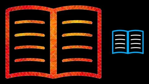 Vector Lowpoly Open Book Icon with Flame Gradient Illustrazione stock