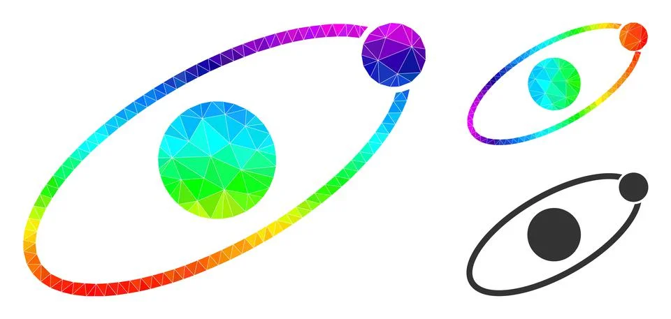 Vector Lowpoly Orbit Icon with Spectral Colored Gradient Stock Illustration