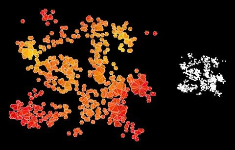 Vector Lowpoly Particle Swarm Icon with Orange Colored Gradient Ilustración de archivo