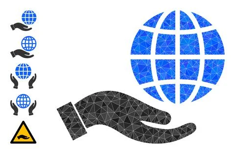 Vector Lowpoly Peace Care Hand Icon and Other Icons 스톡 일러스트