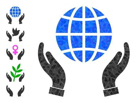 Vector Lowpoly Peace Care Hands Icon and Bonus Icons 스톡 일러스트