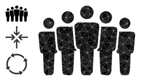 Vector Lowpoly People Crowd Icon and Similar Icons 스톡 일러스트