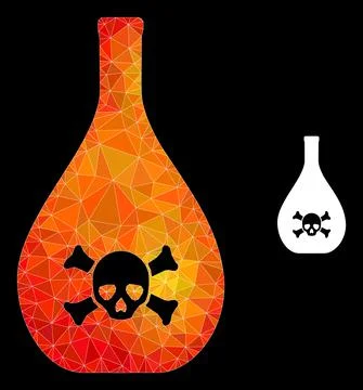 Vector Lowpoly Poison Jug Icon with Flame Gradient Stock Illustration