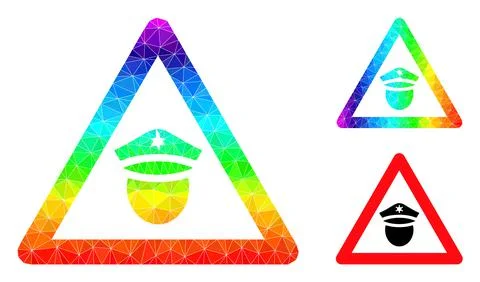 Vector Lowpoly Police Danger Icon with Rainbow Gradient Illustrazione stock