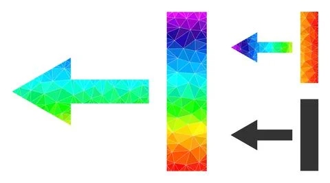 Vector Lowpoly Pull Left Icon with Spectral Colored Gradient Stock Illustration
